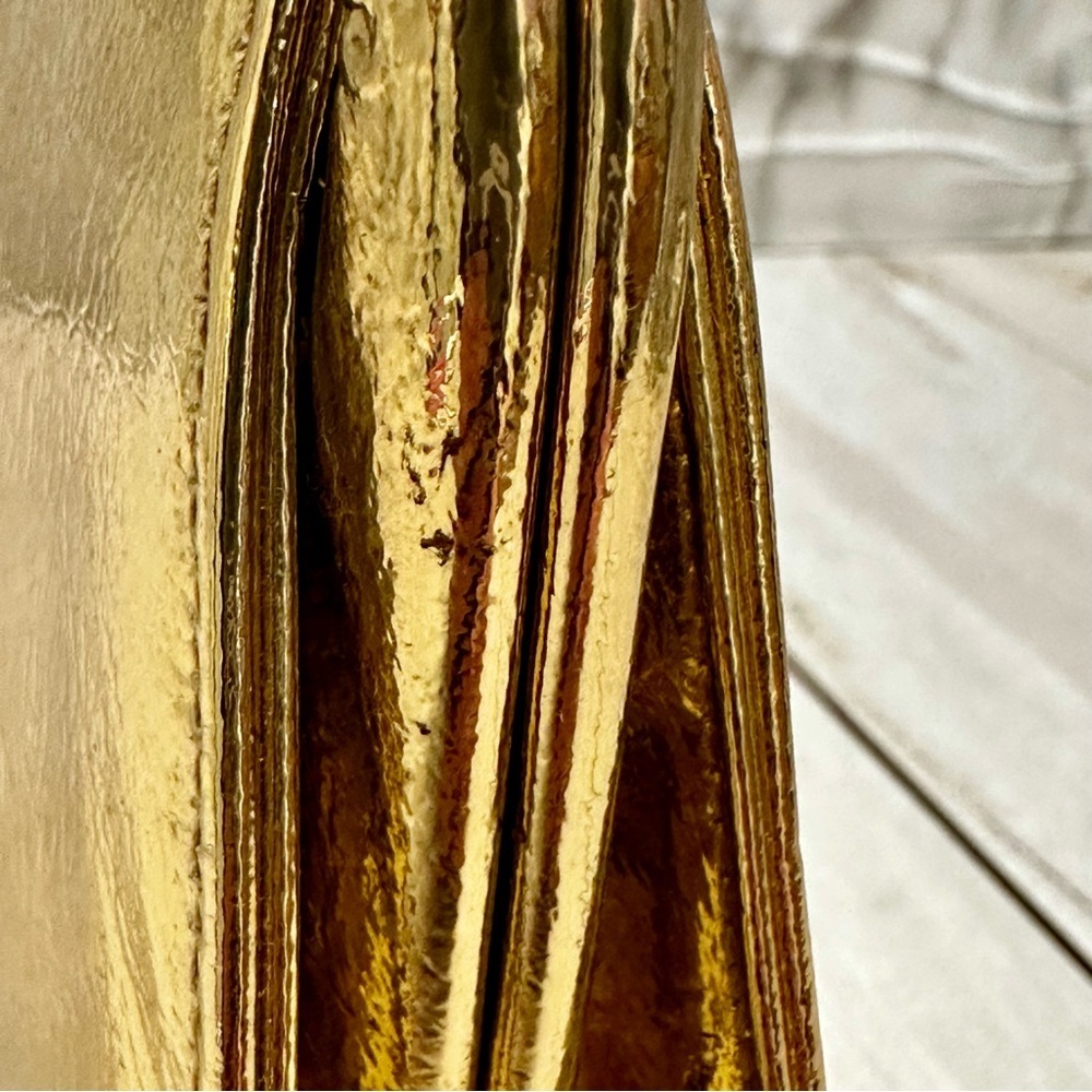 Glamorous Gold Leather Framed Kiss-lock 1940s Evening Party Old Hollywood Style - Picture 8 of 14